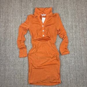 Peppermayo "Elena" Long Sleeve Cutout Dress | Size 4 | Rust Orange | NWT